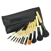12pcs escova cosmética profissional com capa de couro livre